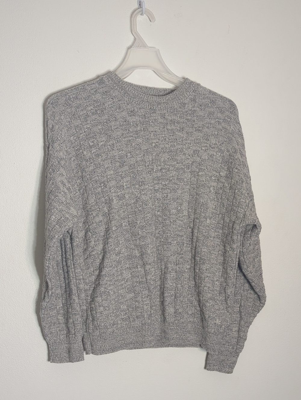 Vintage Mens Cricketeer Sweater Hand Framed Made USA 100% Cotton Neutral Large